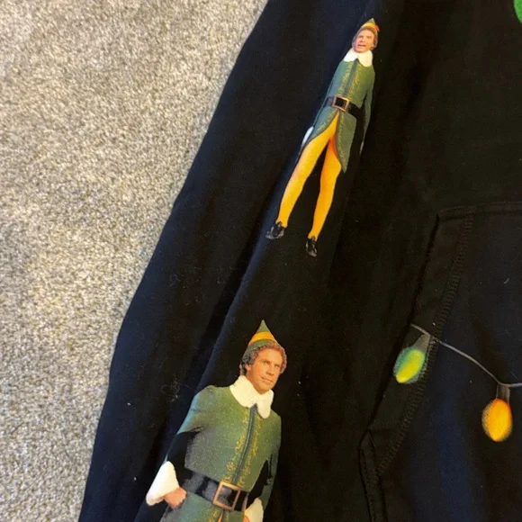 Black Elf Hoodie with Colorful Lights Men’s XL - Picture 4 of 6